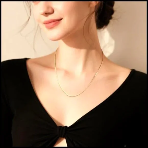 14K Gold Plated Snake Chain Necklace Dainty Minimalist Elegant Jewelry